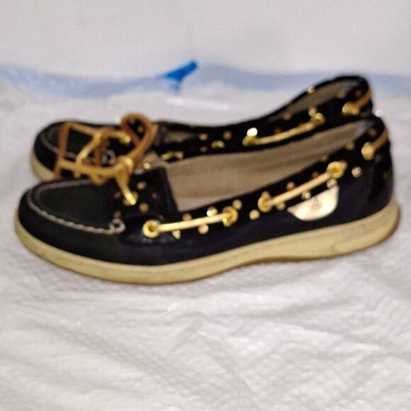 Sperry Top Sider Women's Boat Shoes Flats Nautical Comfort Black and Gold 8M - Picture 5 of 9